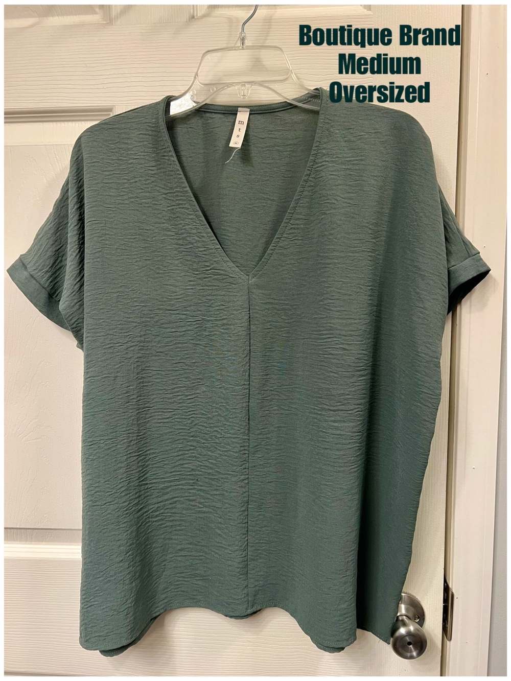 V-Neck Oversized Top - Sage Green